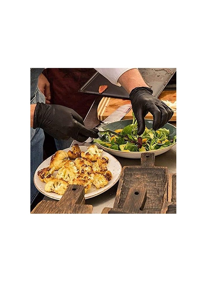 Nitrile Gloves 100 Pieces Medium Black powdered Free - Pack Of 5