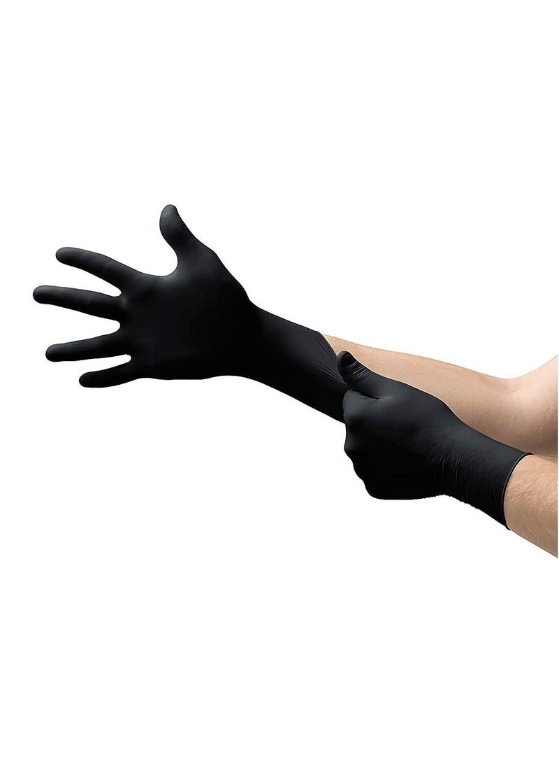 Nitrile Gloves 100 Pieces Medium Black powdered Free - Pack Of 5