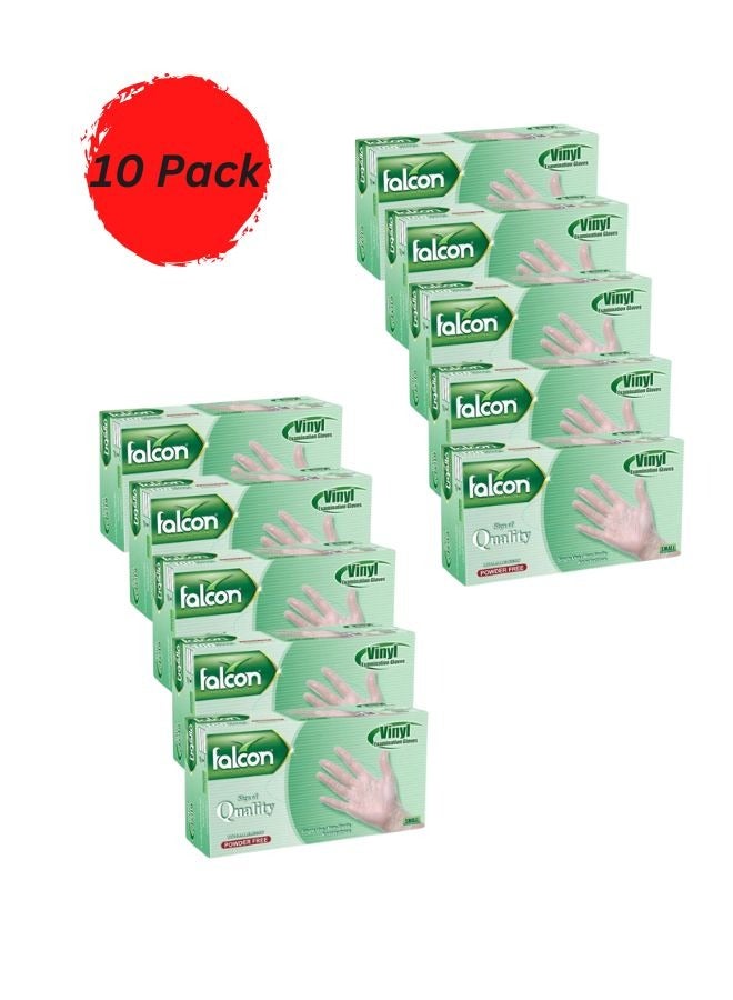 Vinyl Gloves Powder Free 100 Pcs Small Size Pack of 10