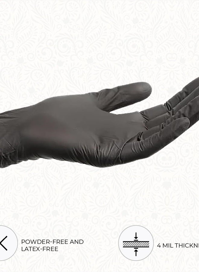 Disposable Nitrile Gloves, Chemical Resistant, Powder-Free, Latex-Free, Non-Sterile, Food Safe, 4 Mil, Black, Large, 100-Count