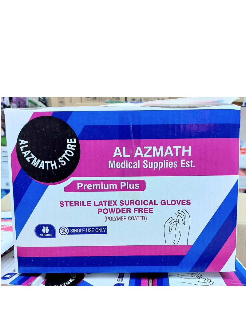 Sterile Surgical Latex Powder Free Hand Gloves Size 8 - Pack of 50 Pairs
