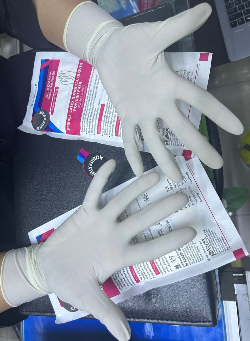 Sterile Surgical Latex Powder Free Hand Gloves Size 8 - Pack of 50 Pairs