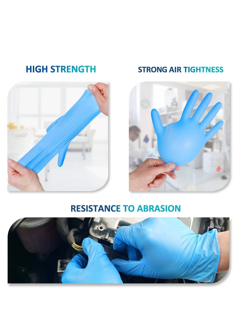 Nitrile Gloves Disposable Latex Free, Fully Textured, Extra Thick Strong, Food Safe, for Cooking, Tattoo, Painting, Automotive, Mechanics, Large (Blue)