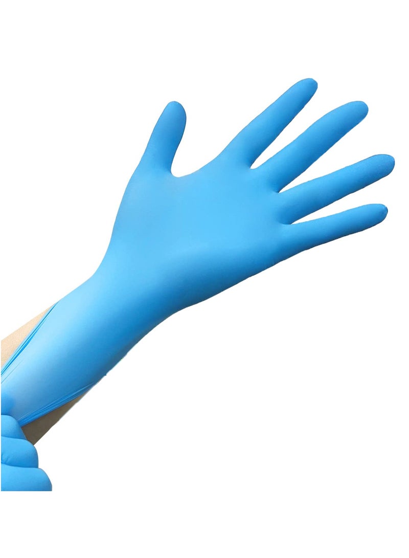 Nitrile Gloves Disposable Latex Free, Fully Textured, Extra Thick Strong, Food Safe, for Cooking, Tattoo, Painting, Automotive, Mechanics, Large (Blue)