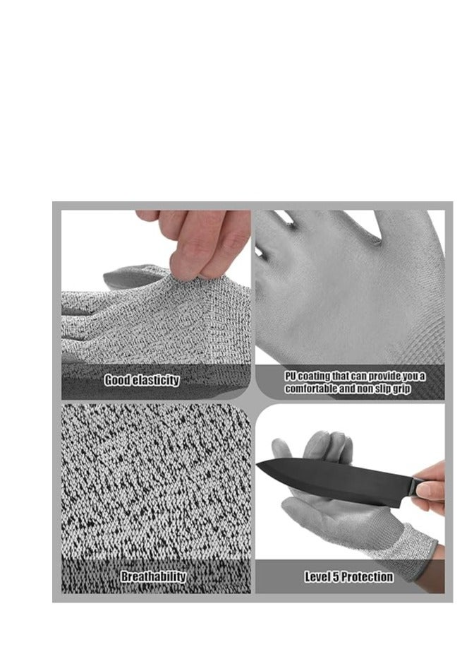 Level 5 Cut Resistant Gloves, Cutting Gloves, 3 Pairs of Cut Resistant Gloves Food Grade, Kitchen Gloves for Cutting, Oyster Shucking, Fish Fillet Processing, Carving Wood and Gardening (Large)