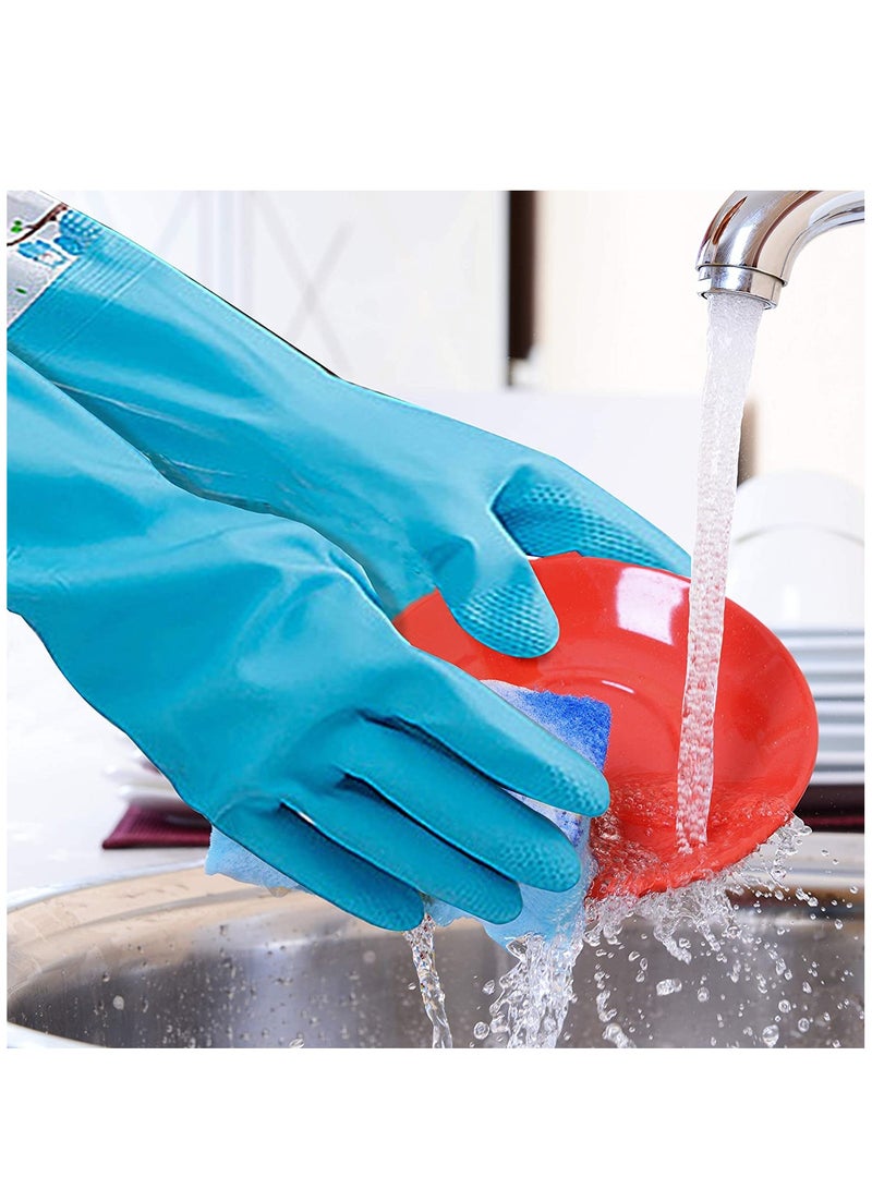 1 Pair of Rubber Gloves for Pond Gutter Drain Cleaning   Long Arm   One Size – Blue Pattern Pond Gloves Antiskid Long Rubber Gloves Drain Gloves Long Sleeve Waterproof Gloves