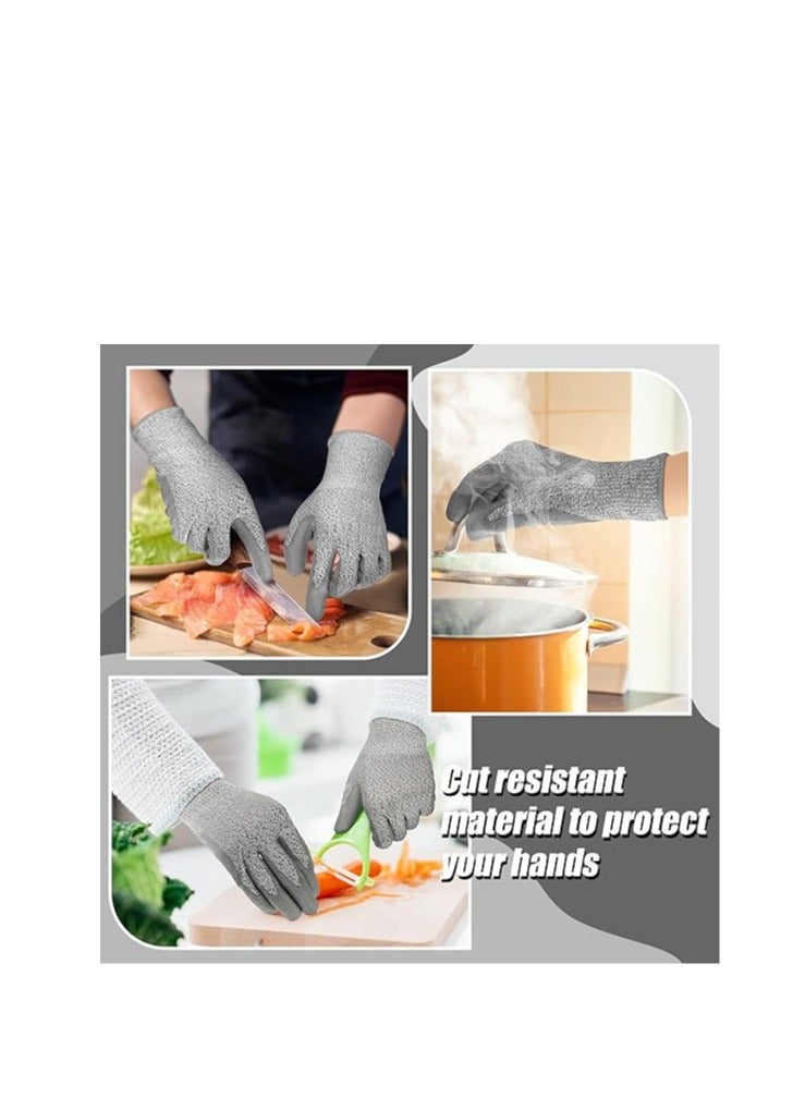 Level 5 Cut Resistant Gloves, Cutting Gloves, 3 Pairs of Cut Resistant Gloves Food Grade, Kitchen Gloves for Cutting, Oyster Shucking, Fish Fillet Processing, Carving Wood and Gardening (Large)