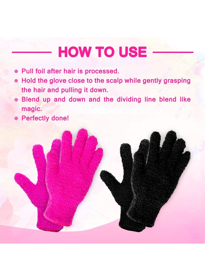 4 Pairs Microfiber Gloves, Hair Dye Gloves, Pink Gloves For Hair Salon Supplies, Reusable Gloves For Cleaning, Microfiber Mitt For Hairstylist Supplies, Hair Color Gloves 2pcs Black and 2Pcs Pink