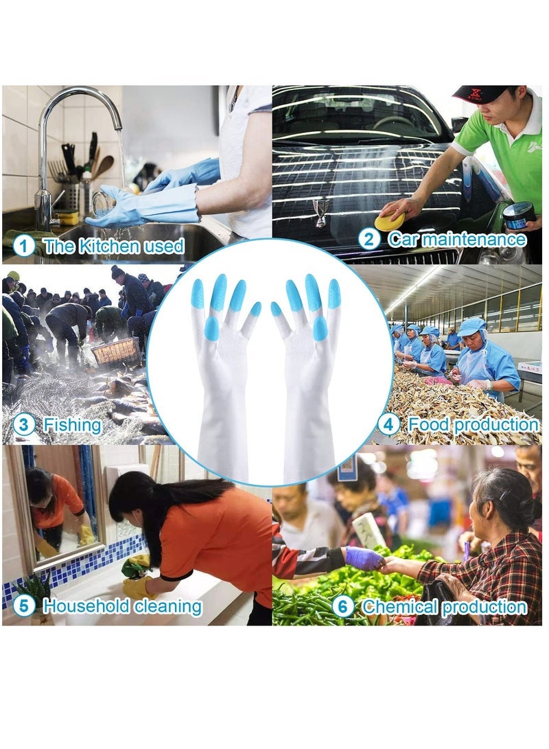 Dishwashing Cleaning Gloves with Latex free, Synthetic Rubber Gloves, Kitchen Gloves 3 Pairs, Green+Blue+Pink