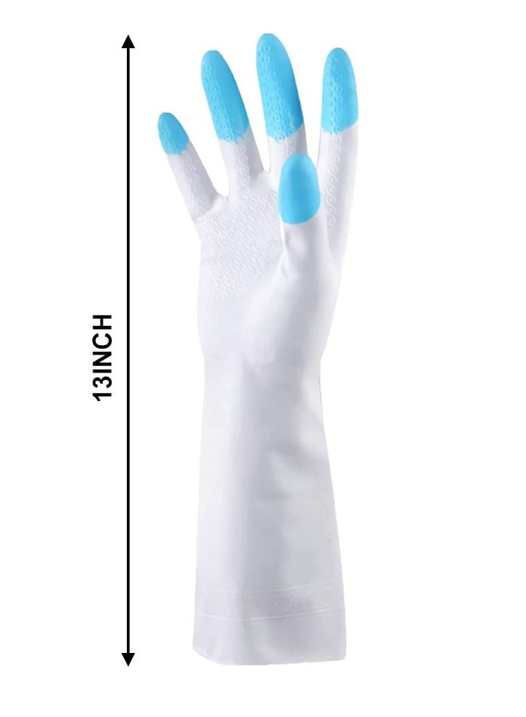 Dishwashing Cleaning Gloves with Latex free, Synthetic Rubber Gloves, Kitchen Gloves 3 Pairs, Green+Blue+Pink