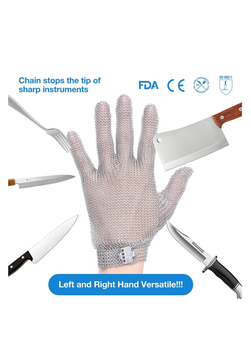 Cut Resistant Glove Stainless Steel Upgrade Mesh for Cutting Butcher Safety Work Cooking, Wood Carving, Meat Fishing, Durable Men or Women M