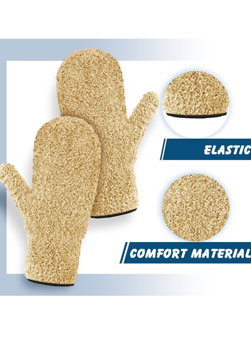 3 Pairs Microfiber Dust Mitts with Thumb, Reusable No-Scratch Cleaning Gloves for Kitchen, House, Car, Household Dusting Tools