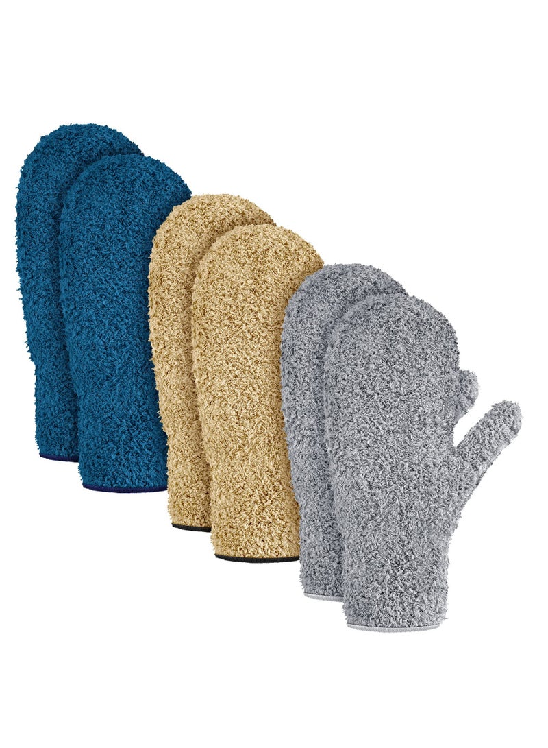 3 Pairs Microfiber Dust Mitts with Thumb, Reusable No-Scratch Cleaning Gloves for Kitchen, House, Car, Household Dusting Tools