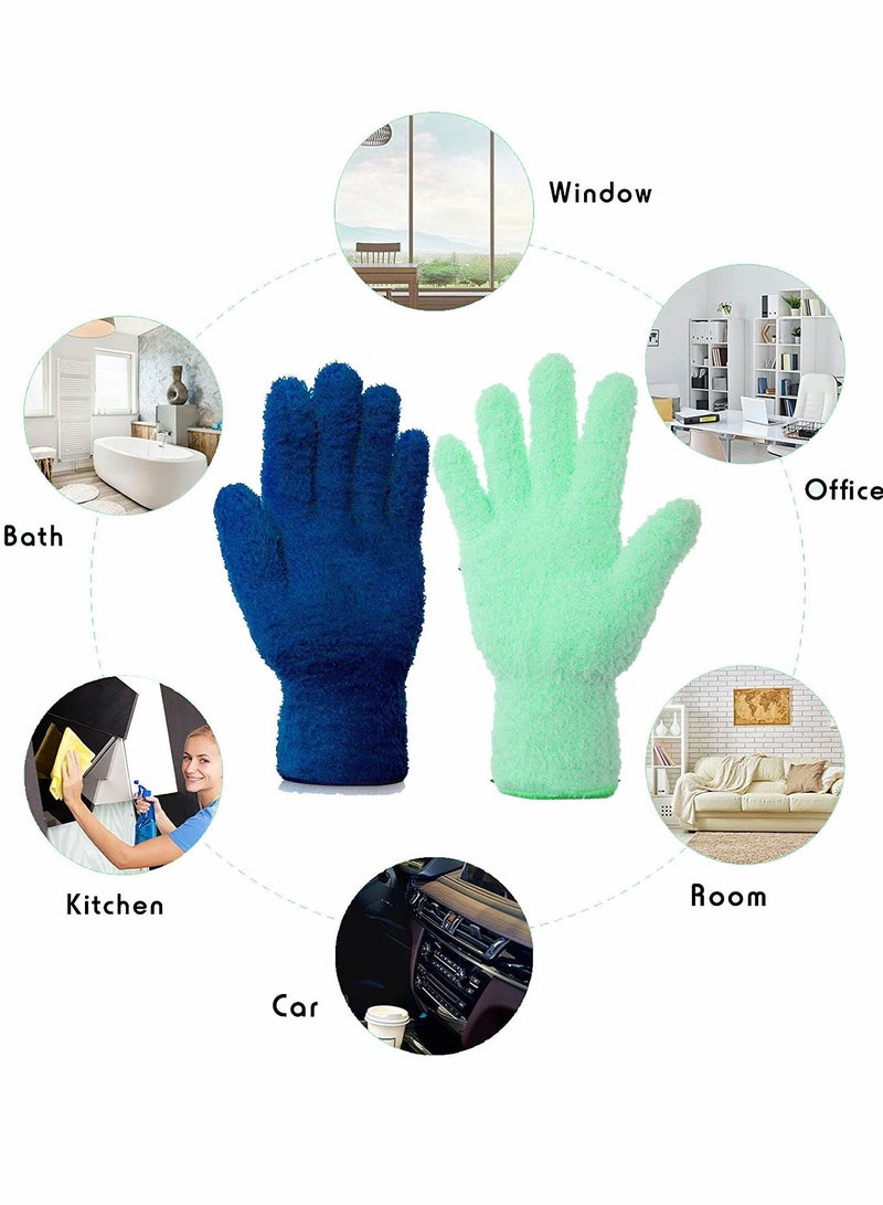 4 Pairs Microfiber Dusting Cleaning Gloves Washable Mittens for House Trucks and Cars Nice Mirrors Lamps Window