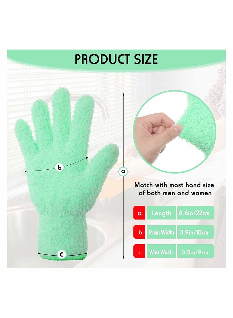 4 Pairs Microfiber Dusting Cleaning Gloves Washable Mittens for House Trucks and Cars Nice Mirrors Lamps Window