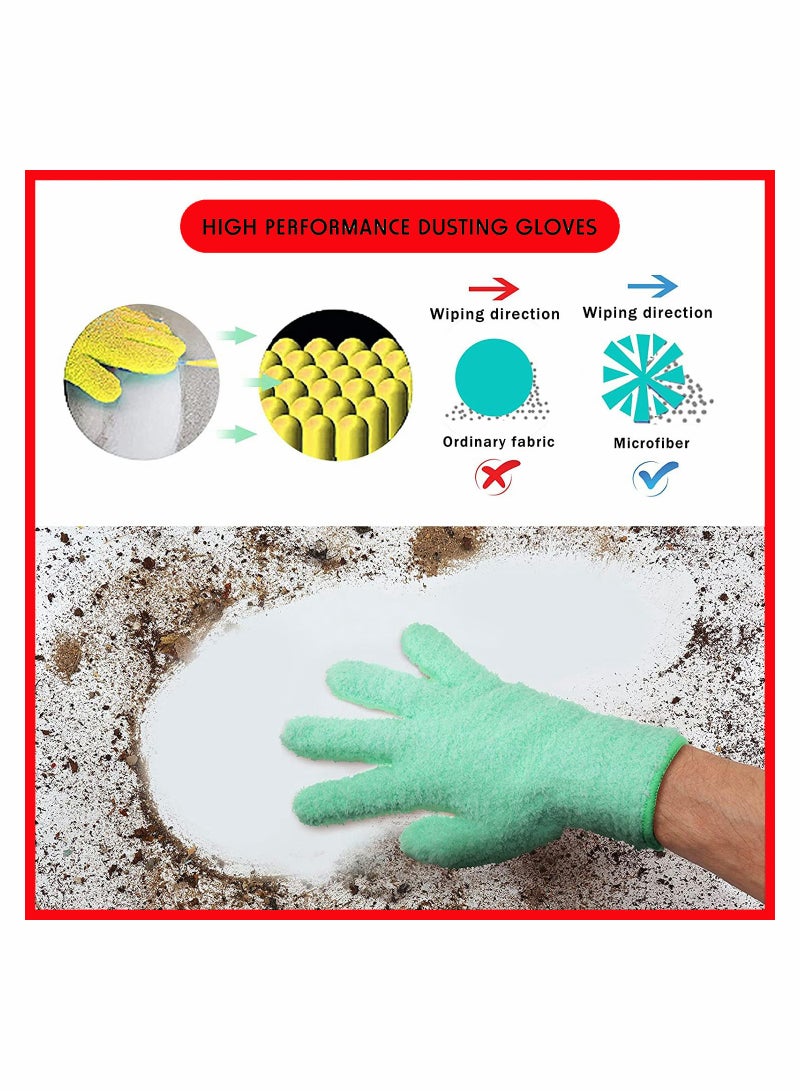 4 Pairs Microfiber Dusting Cleaning Gloves Washable Mittens for House Trucks and Cars Nice Mirrors Lamps Window