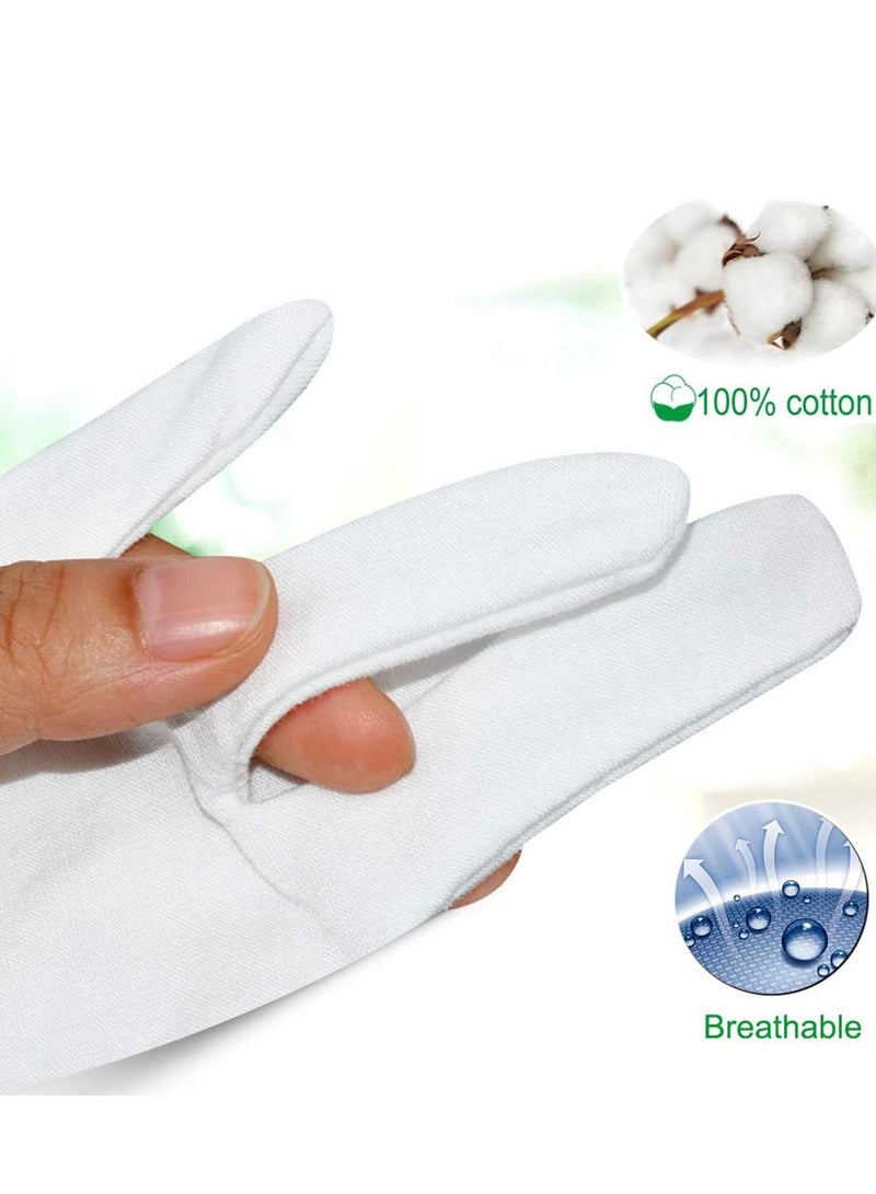 White Cotton Gloves Large Moisturizing For Dry Hands Eczema, Overnight Lotion Spa 6 Pairs Jewelry Inspection Work