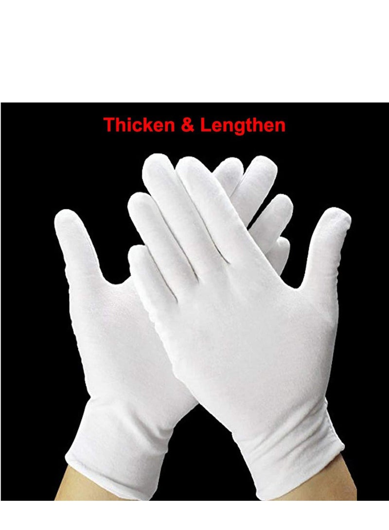 White Cotton Gloves Large Moisturizing For Dry Hands Eczema, Overnight Lotion Spa 6 Pairs Jewelry Inspection Work