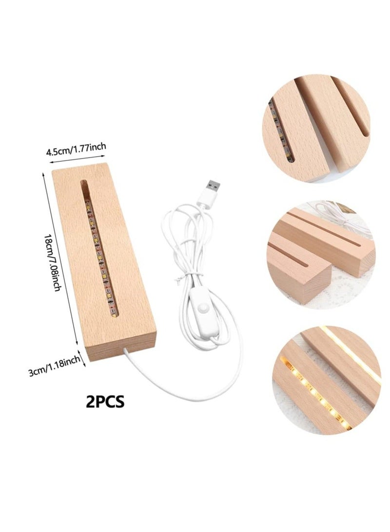 7 inch LED Light Display Pedestal Rectangle Display Pedestal for 3D Crystal Glass Art USB Plug Warm Light Wooden Lighted Base Stand, Lighted Mirror Box for Centerpieces, Home Decor.