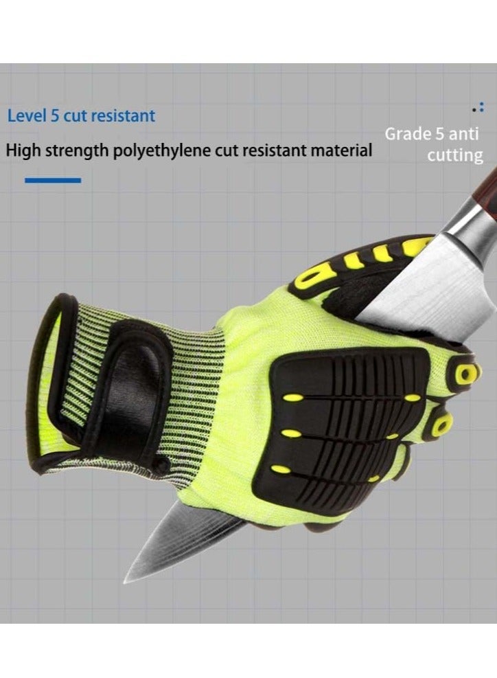 Construction Work Gloves, Safety Work Gloves, Durable, Shock-Absorbing, Anti-Cut, Anti-Impact, and Wear-Resistant, Warehouse Job Car Repair Utility Yard Glove for Men Women (Size: L)