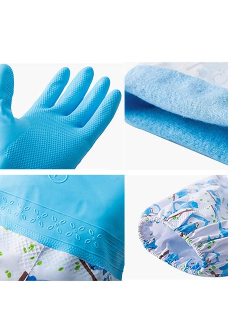 1 Pair of Rubber Gloves for Pond Gutter Drain Cleaning   Long Arm   One Size – Blue Pattern Pond Gloves Antiskid Long Rubber Gloves Drain Gloves Long Sleeve Waterproof Gloves