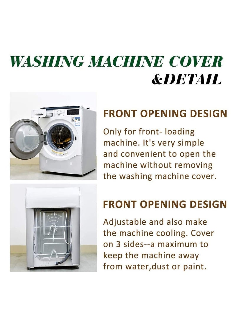 Durable Waterproof and Dustproof Cover for Front Loading Washers and Dryers, Thick Oxford Fabric with Silver Coating, Sun Resistant