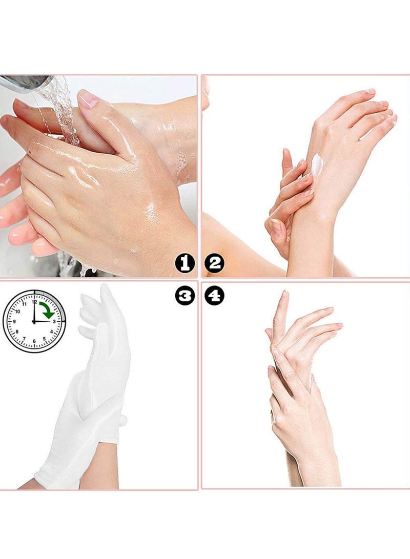 White Cotton Gloves Large Moisturizing For Dry Hands Eczema, Overnight Lotion Spa 6 Pairs Jewelry Inspection Work