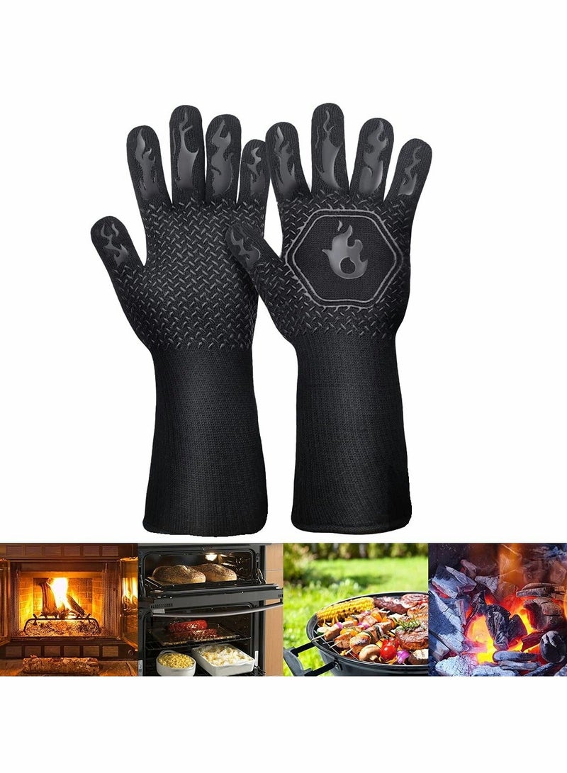 Long Silicone Oven Mitts Washable BBQ Grill Gloves Heat Resistant