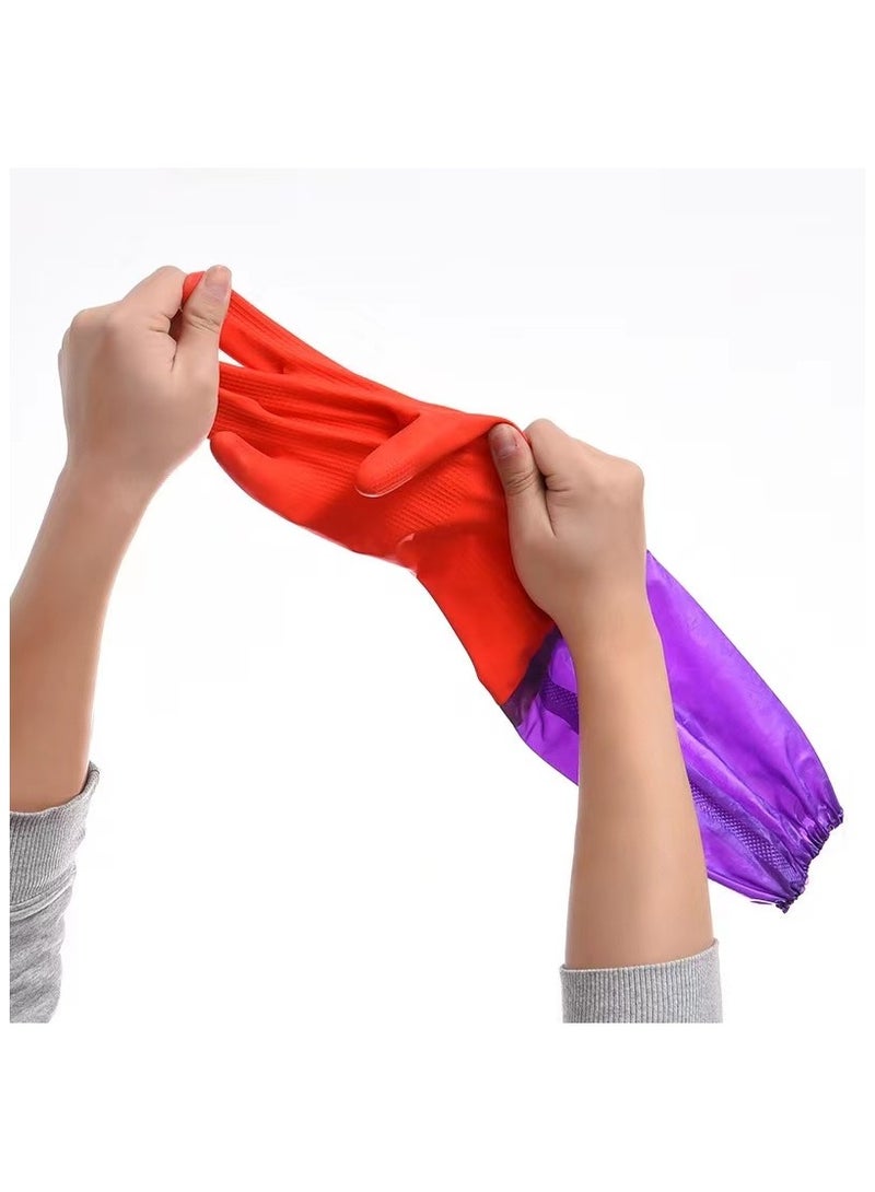 Waterproof Long Sleeves Latex Gloves Purple/Red