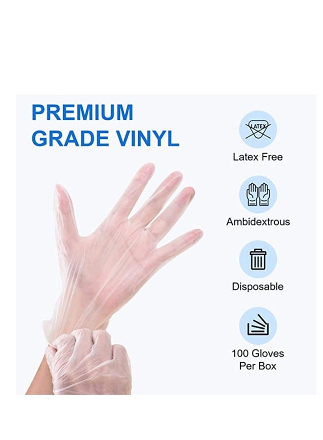 Vinyl Clear Disposable Gloves, 4 Mil, Powder-Free, Smooth, Non-Sterile, Case of 5 Boxes (100 Pieces x 5 Packs)