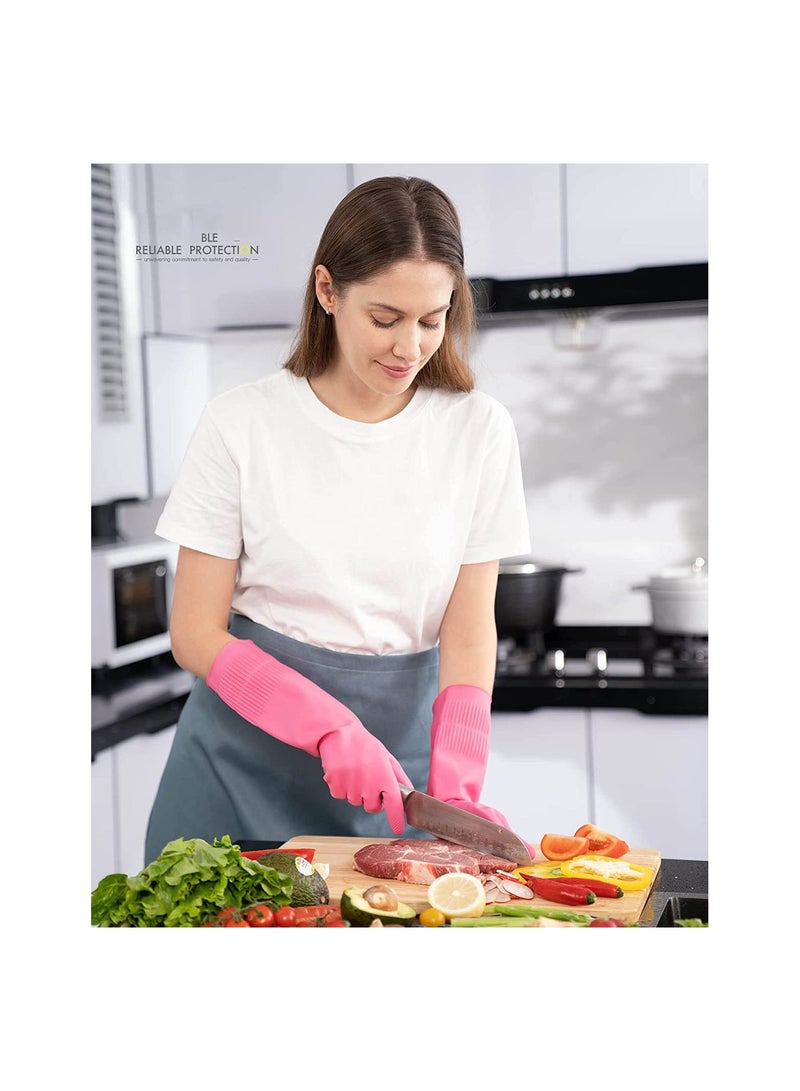 Reusable Waterproof Cleaning Gloves, 2 Pairs Non-slip Kitchen Dishwashing Gloves, Large Size for Household and Laundry Use