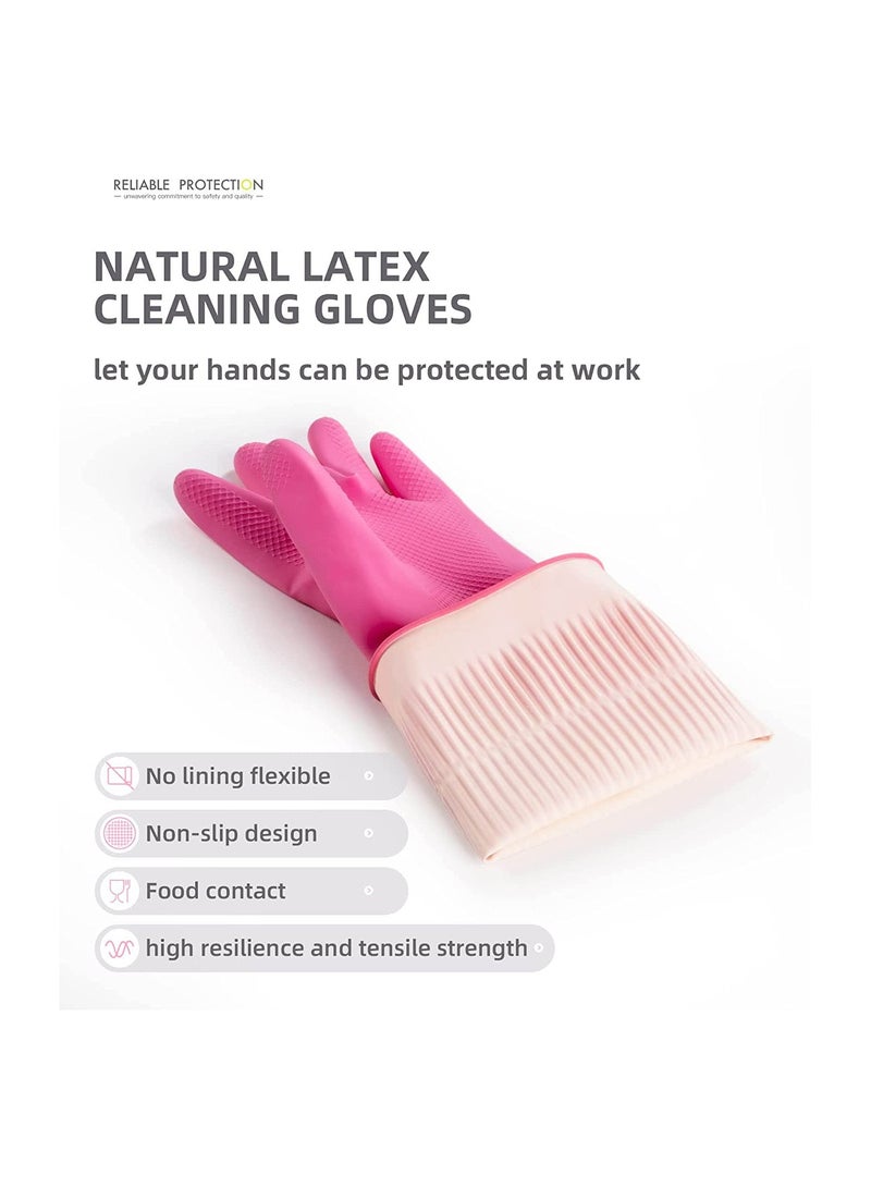 Reusable Waterproof Cleaning Gloves, 2 Pairs Non-slip Kitchen Dishwashing Gloves, Large Size for Household and Laundry Use