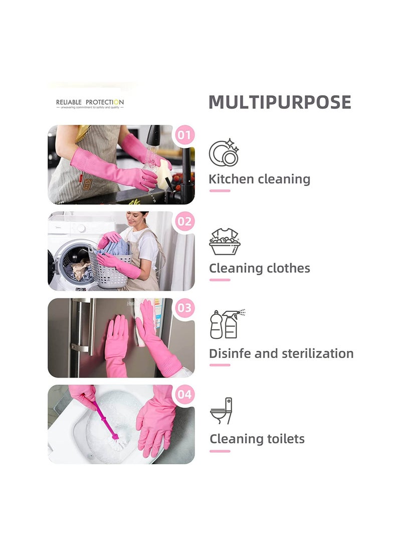 Reusable Waterproof Cleaning Gloves, 2 Pairs Non-slip Kitchen Dishwashing Gloves, Large Size for Household and Laundry Use