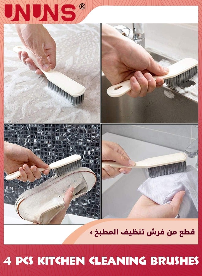 Cleaning Brush Set,4 Pcs Multipurpose Deep Kitchen Cleaning Brushes With Hook,Includes Kitchen Scrub Brush Dish Brush Shoe Brush Bathroom Brush For Floor/Tub/Shower/Bathroom/Kitchen