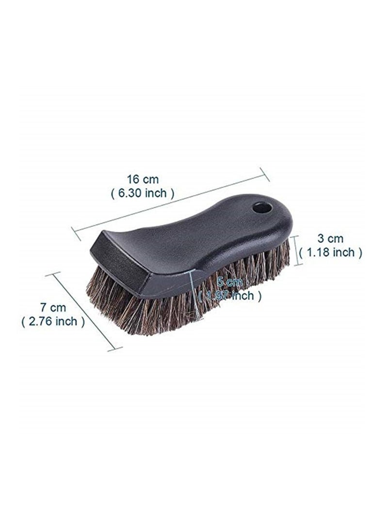 Car Cleaning Brush,  Leather Cleaning Brush, Soft Horse Hair Detailing Brush Non-Slip Handle Wash Vehicle Brush for Rim Chassis, Radiator Grille, Interior Stiff Bristle Car Carpet Brush