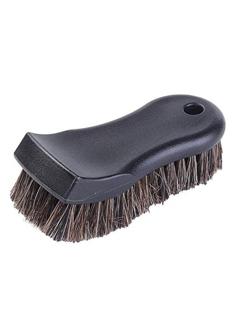 Car Cleaning Brush,  Leather Cleaning Brush, Soft Horse Hair Detailing Brush Non-Slip Handle Wash Vehicle Brush for Rim Chassis, Radiator Grille, Interior Stiff Bristle Car Carpet Brush