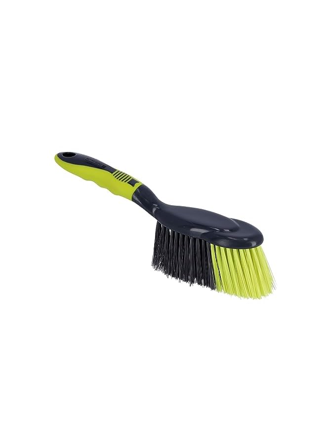 RF2367GR Dust Pan & Brush Set - Portable Hand Broom with Durable Stiff Bristles Having Frayed and Angled Tips | Hanging Loop Cleaning Tool Perfect for Home or Office Use