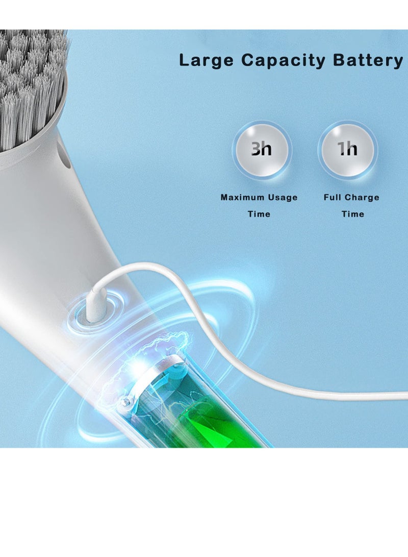 Cordless Electric Rotary Scrubber Portable Electric Cleaning Brush With 5 Brush Heads Electric Scrubber 360° Smart Rotating Handheld Scrubber Brush For Plates Pots Walls Kitchen Shoes