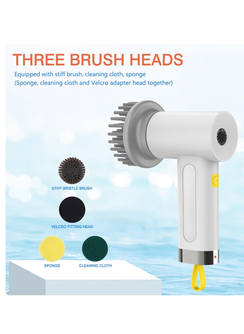 Electric Rotating Scrubber, Cordless Electric Cleaning Brush, Handheld Power Shower Scrubber, with 4 Replaceable Cleaning Brush Heads for Cleaning Bathrooms, Floors, Tiles, Sinks, Windows, Walls