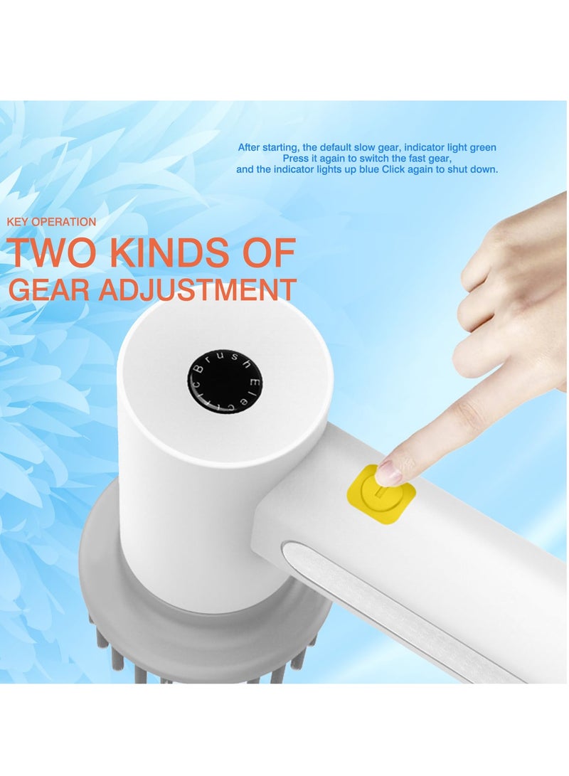 Electric Rotating Scrubber, Cordless Electric Cleaning Brush, Handheld Power Shower Scrubber, with 4 Replaceable Cleaning Brush Heads for Cleaning Bathrooms, Floors, Tiles, Sinks, Windows, Walls