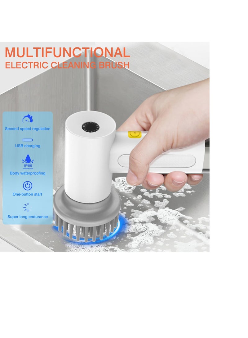 Electric Rotating Scrubber, Cordless Electric Cleaning Brush, Handheld Power Shower Scrubber, with 4 Replaceable Cleaning Brush Heads for Cleaning Bathrooms, Floors, Tiles, Sinks, Windows, Walls