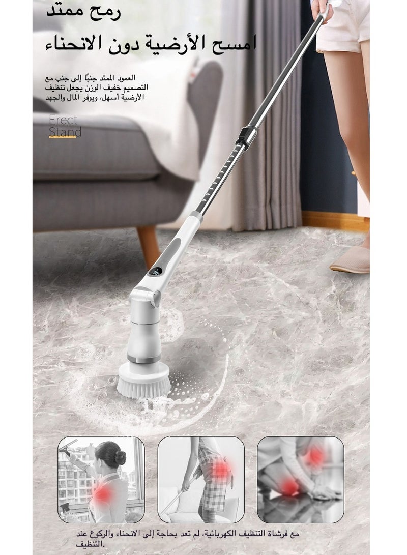 Electric Spin Scrubber Rechargeable Cleaning Brush | Cordless Power Scrubber with 8 Replaceable Brush Heads for Tile, Sink, Window, Floor, Tub, and Car Cleaning