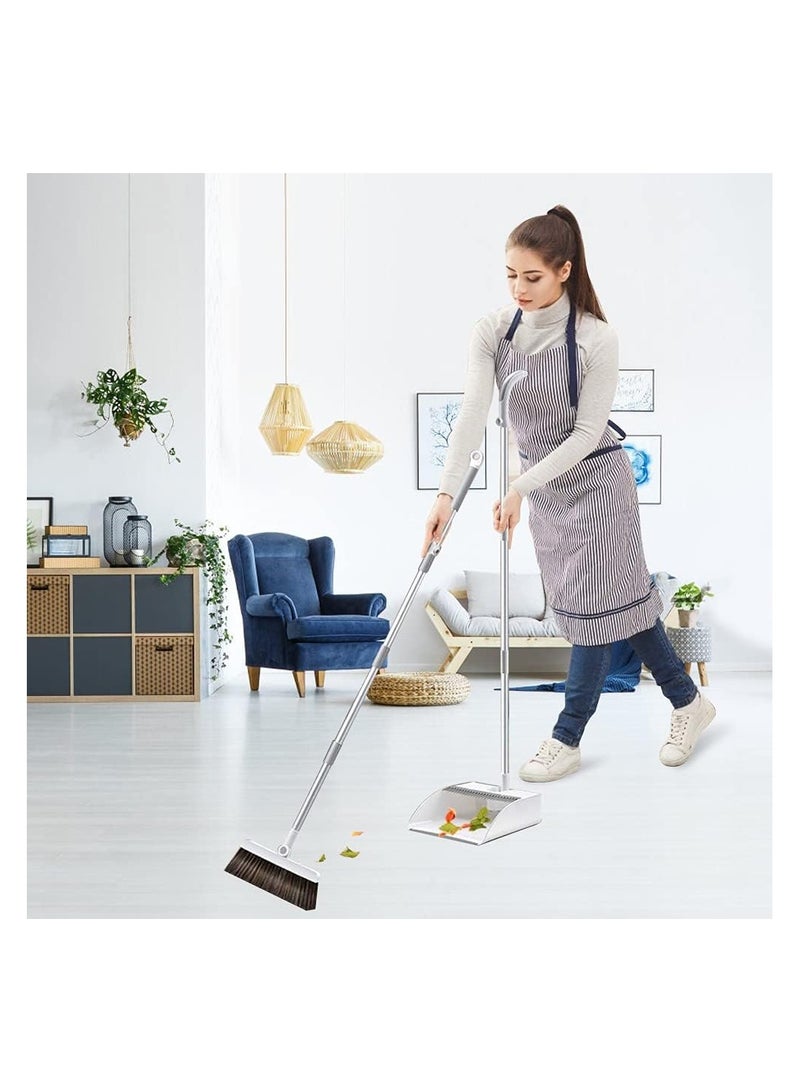 Magnetic Broom and Dustpan Set Cleans for Home Room Kitchen Office Lobby Floor Use Upright Stand Up Broom Dustpan Combo