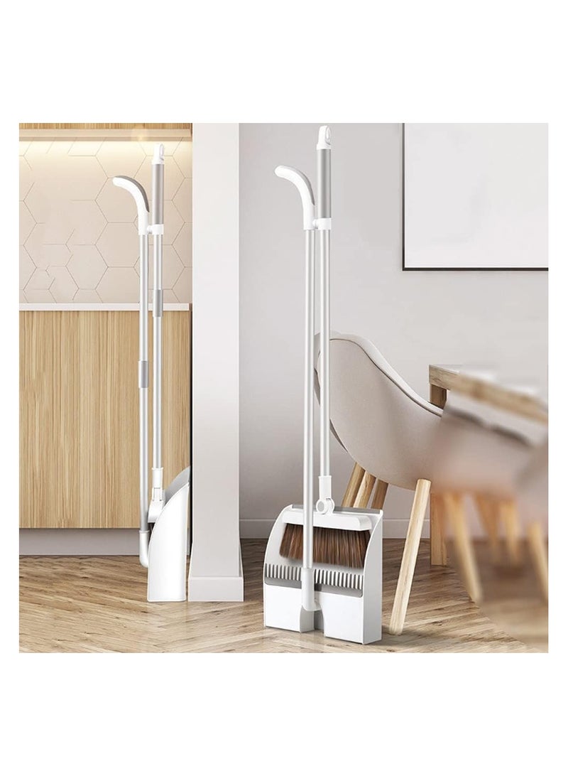 Magnetic Broom and Dustpan Set Cleans for Home Room Kitchen Office Lobby Floor Use Upright Stand Up Broom Dustpan Combo