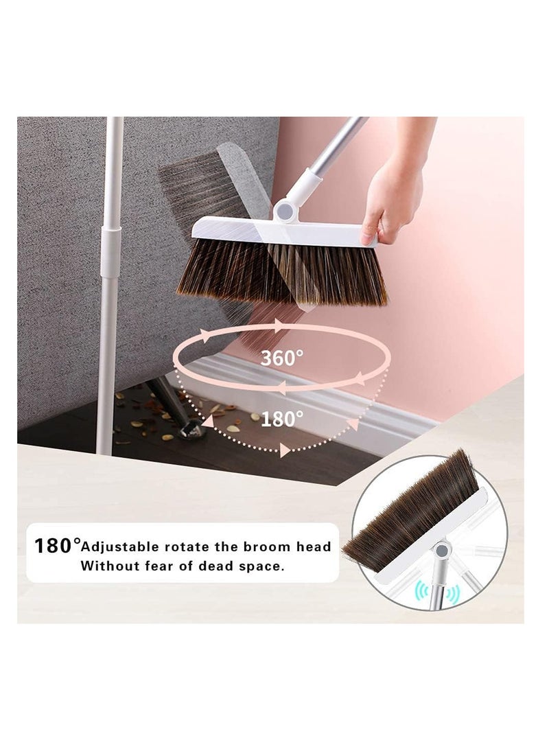 Magnetic Broom and Dustpan Set Cleans for Home Room Kitchen Office Lobby Floor Use Upright Stand Up Broom Dustpan Combo