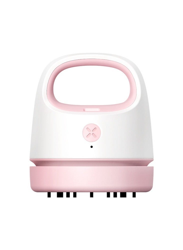 Mini Desk Vacuum USB Charging with Vacuum Nozzle Cleaning Brush Pink