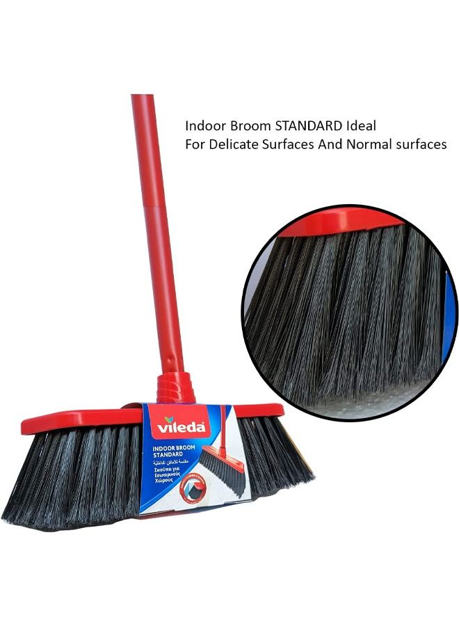 Standard Indoor Floor Cleaner Broom with Stick, All Types Of Floors - Lightweight 140 Cm