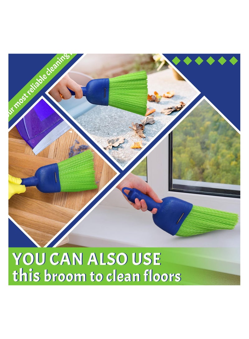 2 Pcs Whisk Broom Poly Fiber Handheld Brush, Short Handle Hand Broom for Multi Surface Sweeping, Small Hand Broom Brush for  Cleaning Inddoor Porches Floors Decks Driveways Dirt Dust