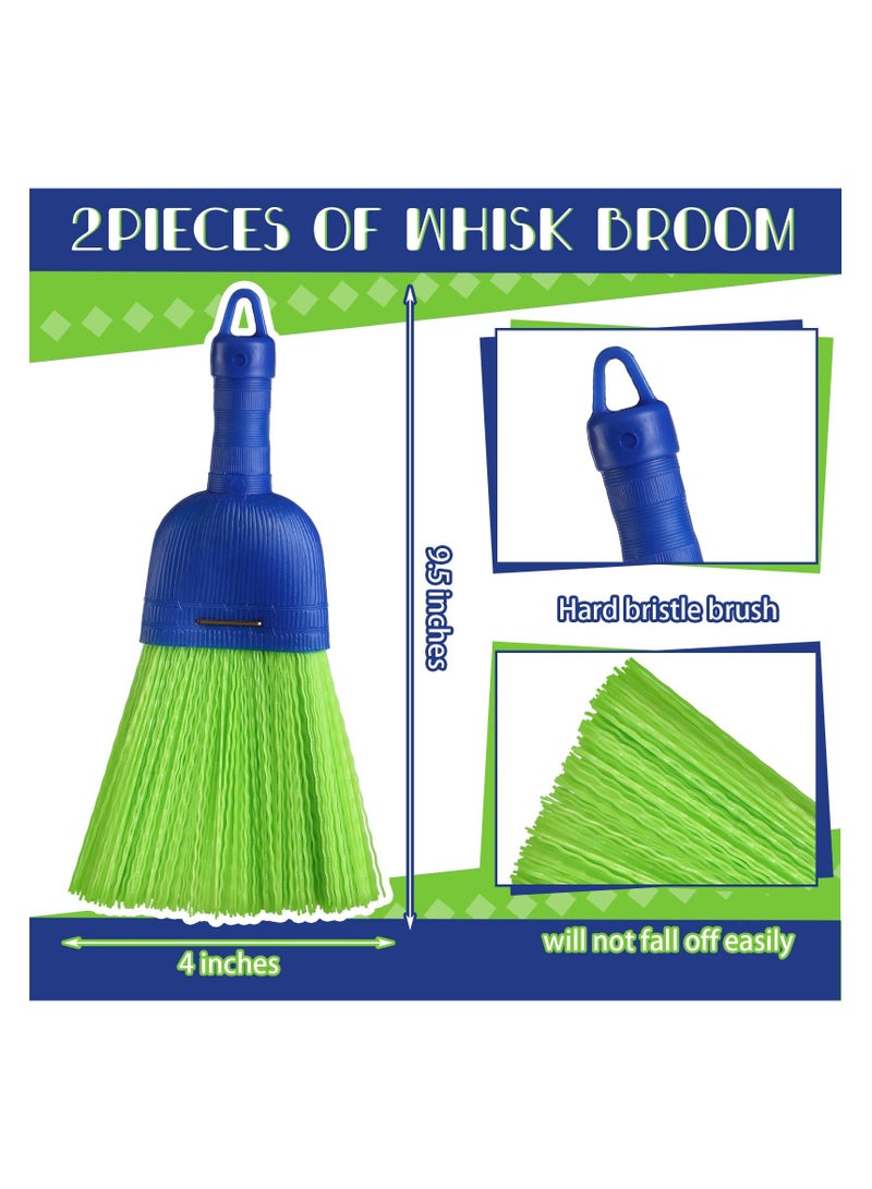 2 Pcs Whisk Broom Poly Fiber Handheld Brush, Short Handle Hand Broom for Multi Surface Sweeping, Small Hand Broom Brush for  Cleaning Inddoor Porches Floors Decks Driveways Dirt Dust