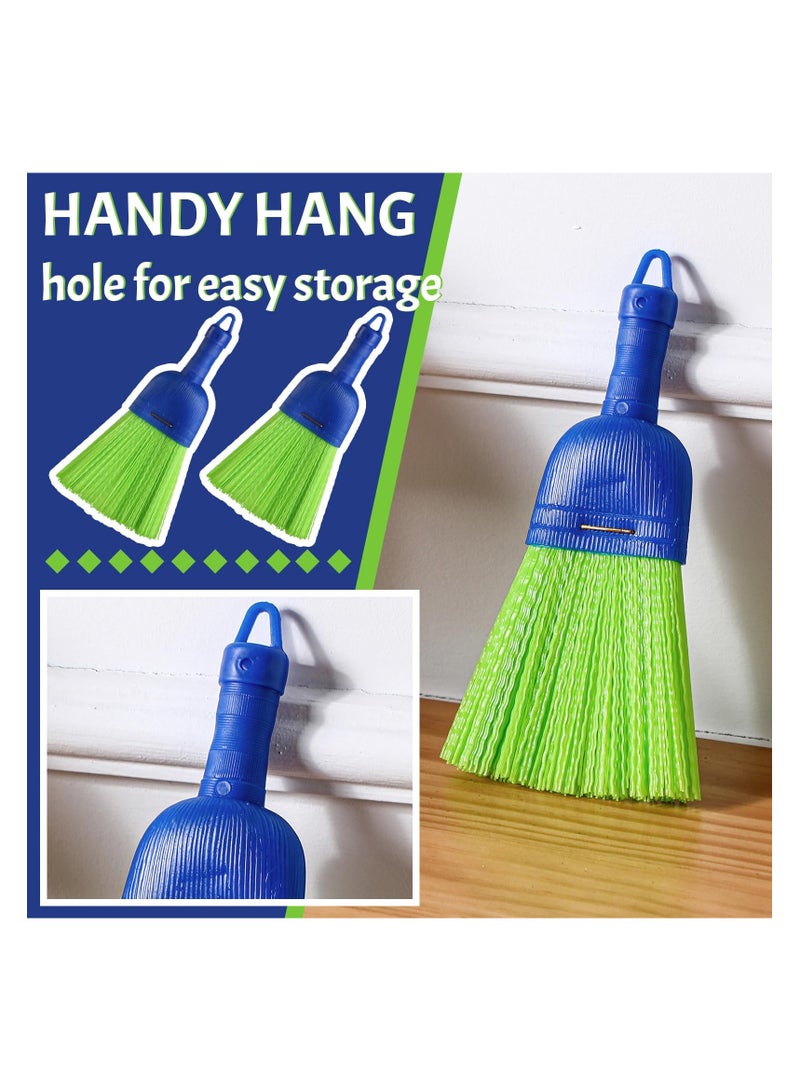 2 Pcs Whisk Broom Poly Fiber Handheld Brush, Short Handle Hand Broom for Multi Surface Sweeping, Small Hand Broom Brush for  Cleaning Inddoor Porches Floors Decks Driveways Dirt Dust